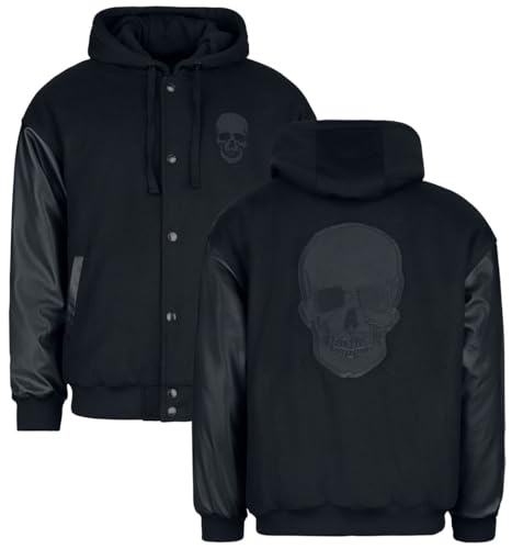 Black Premium by EMP Herren schwarze College Jacke mit Totenkopf L von Black Premium by EMP