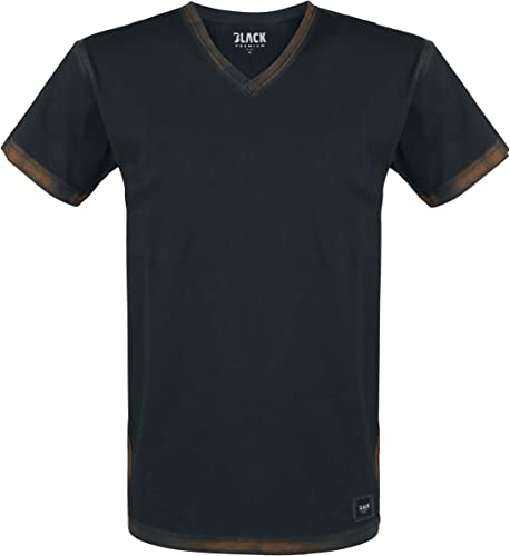 Black Premium by EMP Herren schwarzes Basic T-Shirt im Rusty-Style 5XL von Black Premium by EMP