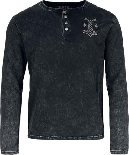 Black Premium by EMP Herren schwarzes Langarmshirt mit Knopfleiste und individueller Waschung XL von Black Premium by EMP