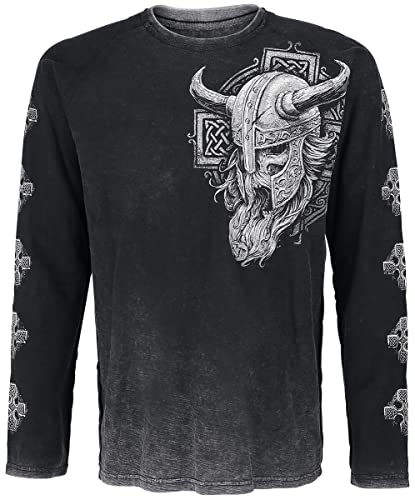 Black Premium by EMP Herren schwarzes Langarmshirt mit Wikinger-Print XXL von Black Premium by EMP