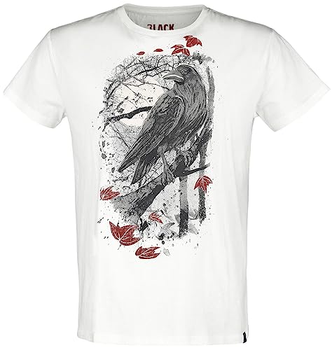 Black Premium by EMP Herren weißes T-Shirt mit Raben Print M von Black Premium by EMP