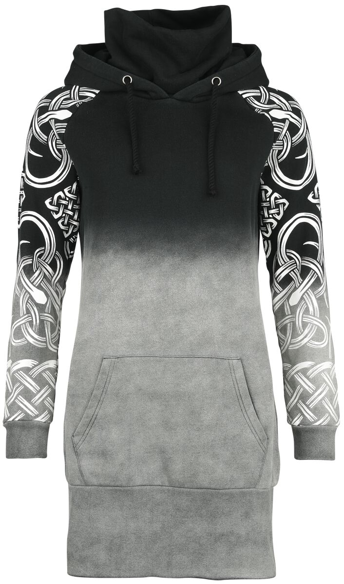 Black Premium by EMP Hoodie Dress with Celtic Ornaments Kurzes Kleid grau schwarz in M von Black Premium by EMP