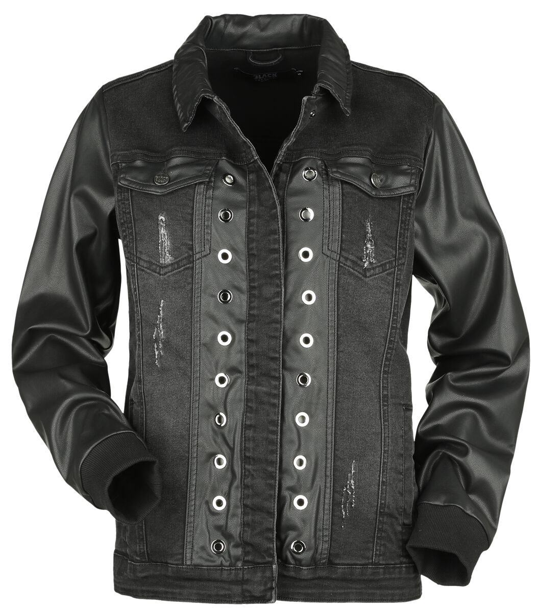 Black Premium by EMP Jeans Jacket With Faux Leather Details Jeansjacke schwarz in XXL von Black Premium by EMP