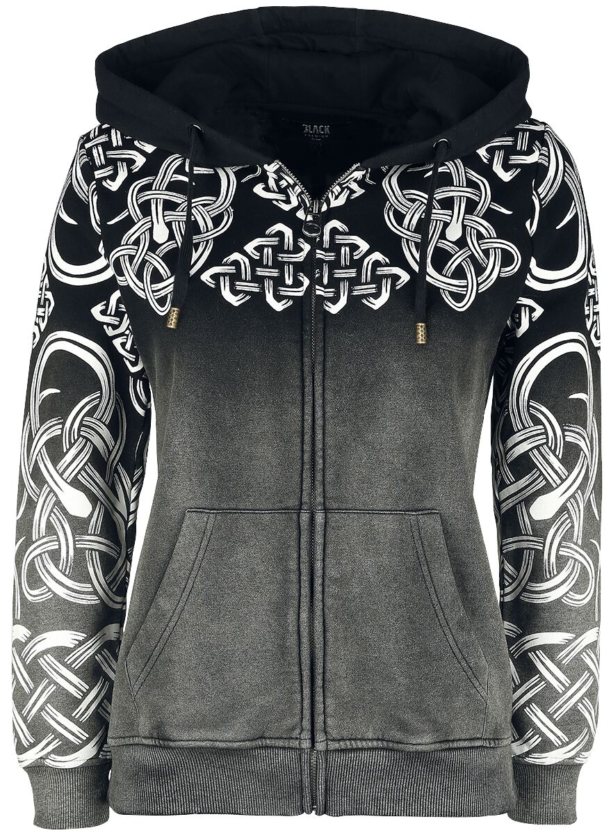 Black Premium by EMP Kapuzenjacke - Hoody Jacket mit Farbverlauf und keltischen Ornamenten - L bis 3XL - für Damen - Größe 3XL - grau von Black Premium by EMP