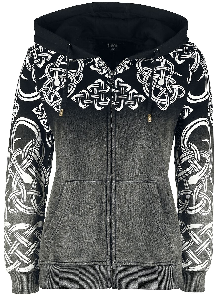 Black Premium by EMP Kapuzenjacke - Hoody Jacket mit Farbverlauf und keltischen Ornamenten - L bis 3XL - für Damen - Größe L - grau von Black Premium by EMP