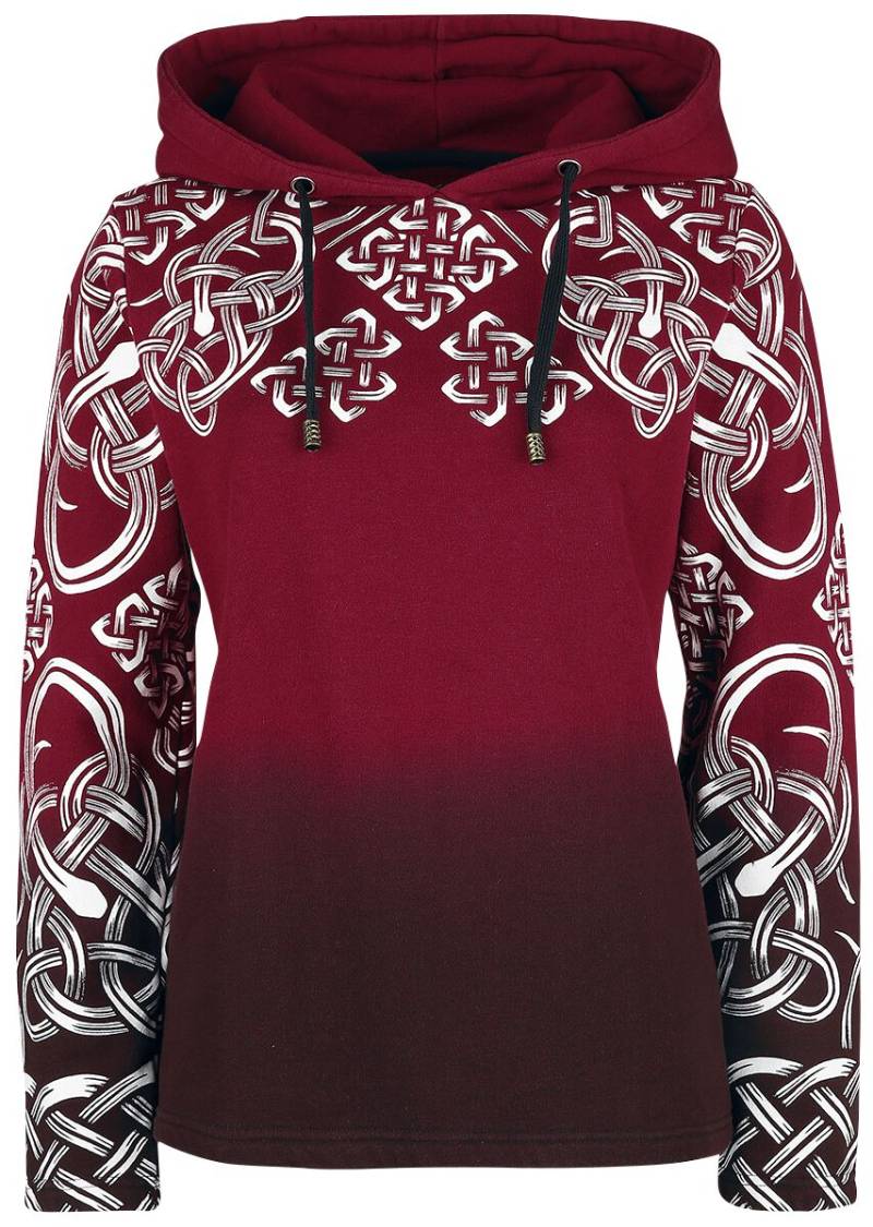 Black Premium by EMP Kapuzenpullover - Roter Kapuzenpullover mit keltisch anmutendem Print - S bis XL - für Damen - Größe XL - schwarz/rot von Black Premium by EMP