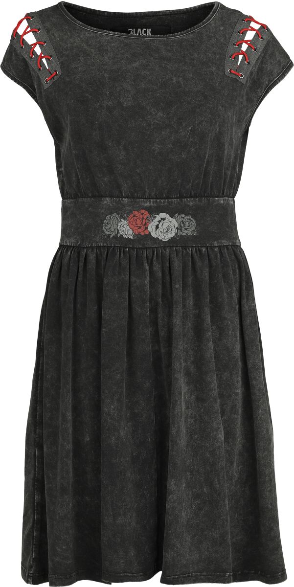 Black Premium by EMP Kleid knielang - Cut Out Dress with Roses - S bis XXL - für Damen - Größe L - schwarz von Black Premium by EMP