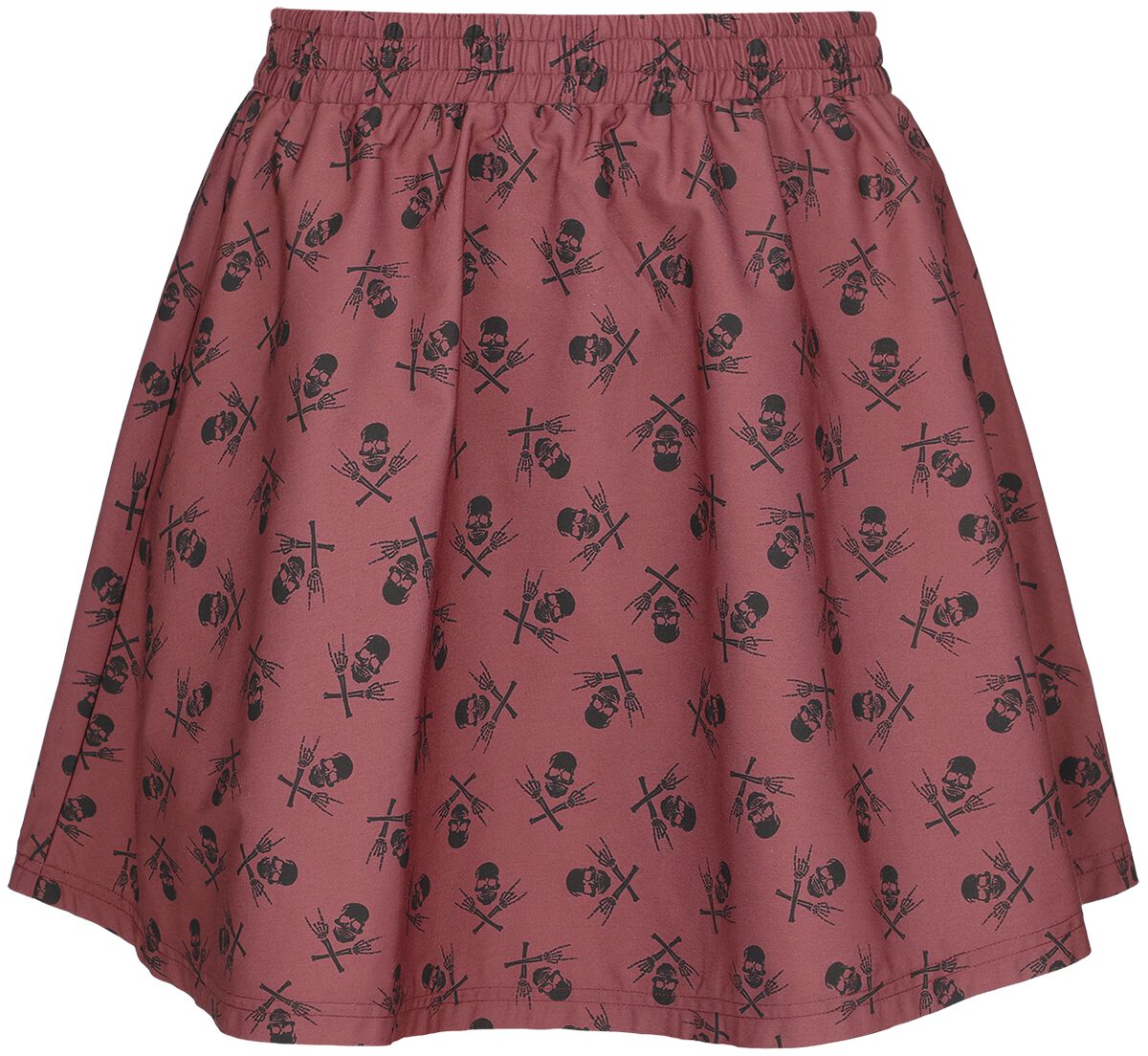 Black Premium by EMP Kurzer Rock - A-Line Skirt with Skull Print - S bis XL - für Damen - Größe S - dunkelrot von Black Premium by EMP