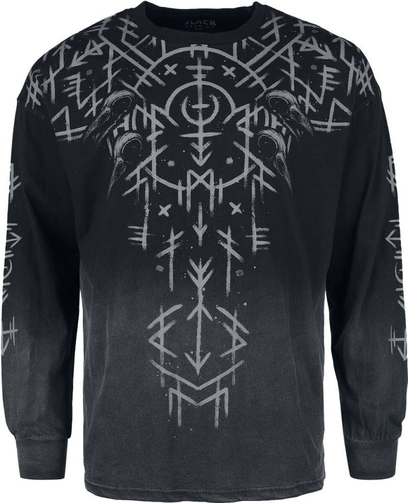 Black Premium by EMP Langarmshirt - Longsleeve With Runes Print - M bis XXL - für Männer - Größe XL - schwarz/grau von Black Premium by EMP