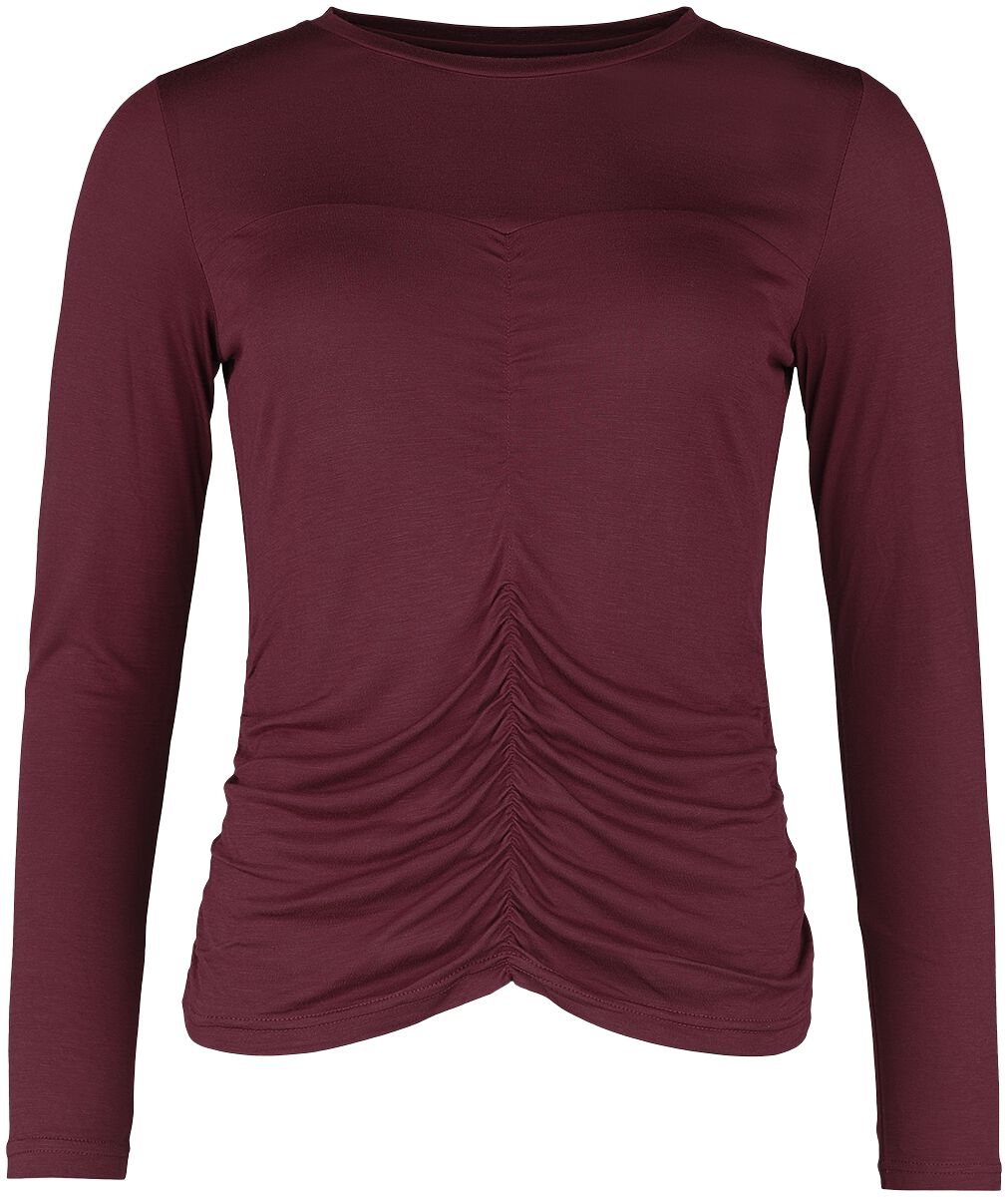 Black Premium by EMP Langarmshirt - Longsleeve mit Raffung - S bis 5XL - für Damen - Größe 5XL - bordeaux von Black Premium by EMP