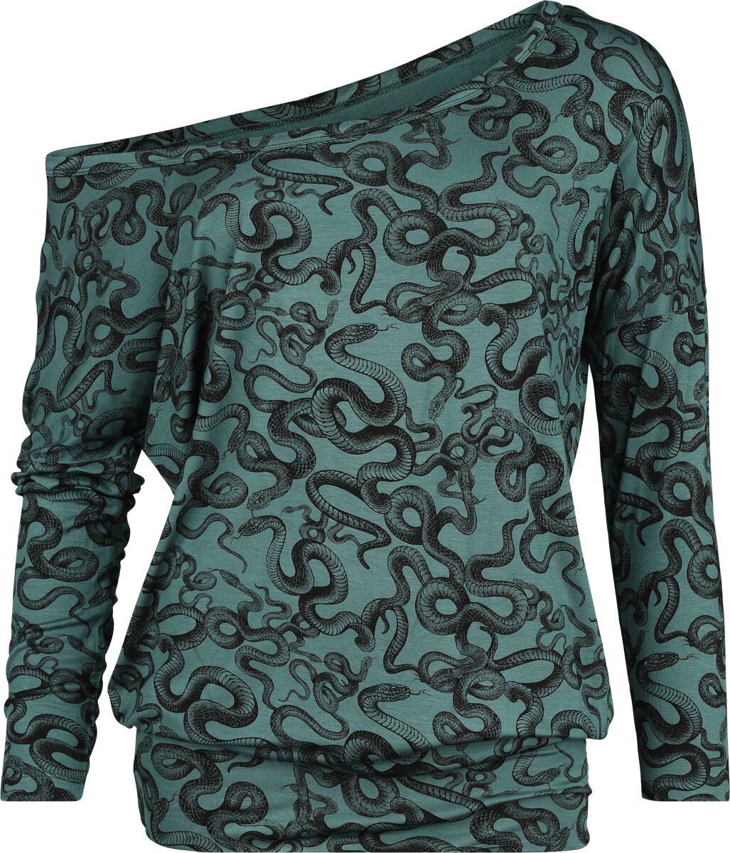 Black Premium by EMP Langarmshirt - Longsleeve with Snake Print - S bis XXL - für Damen - Größe L - grün von Black Premium by EMP