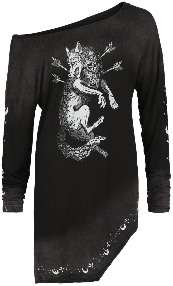 Black Premium by EMP Langarmshirt - Longsleeve with Wolve Print - S bis XXL - für Damen - Größe S - schwarz von Black Premium by EMP