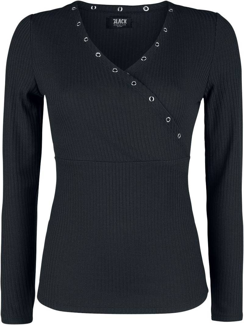 Black Premium by EMP Langarmshirt - schwarzes Langarmshirt mit Ösen und V-Ausschnitt - S bis 5XL - für Damen - Größe XXL - schwarz Black Premium by EMP Langarmshirt - schwarzes Langarmshirt mit Ösen und V-Ausschnitt - S bis 5XL - für Damen - Größe XXL - schwarz von Black Premium by EMP