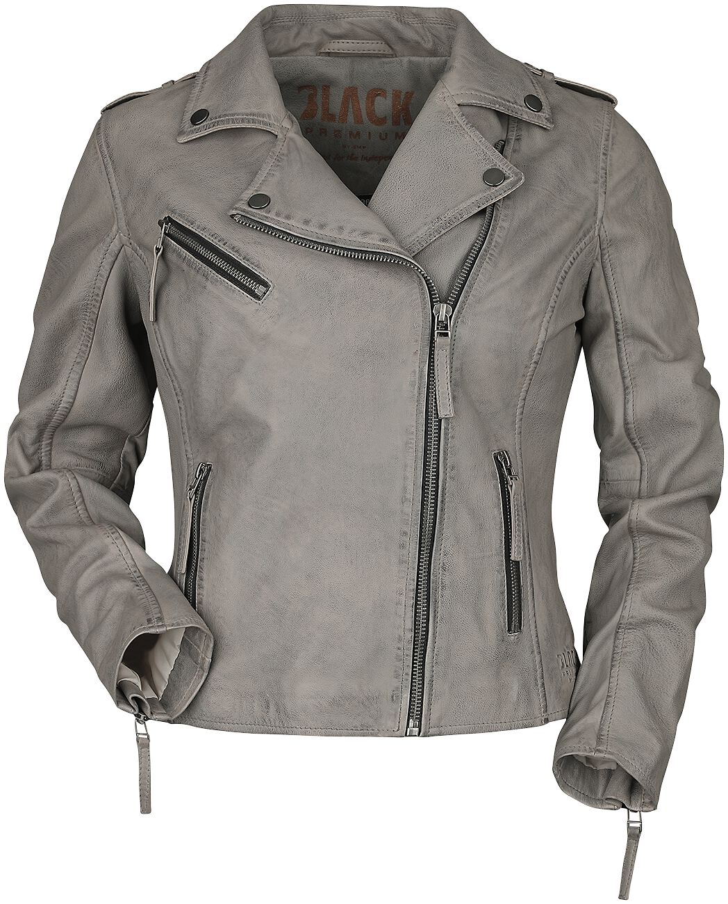 Black Premium by EMP Lederjacke - All Over The Road - S bis XXL - für Damen - Größe M - grau von Black Premium by EMP