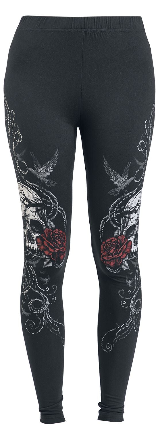 Black Premium by EMP Leggings - Leggings With Skull And Roses Print - S bis XXL - für Damen - Größe S - schwarz von Black Premium by EMP