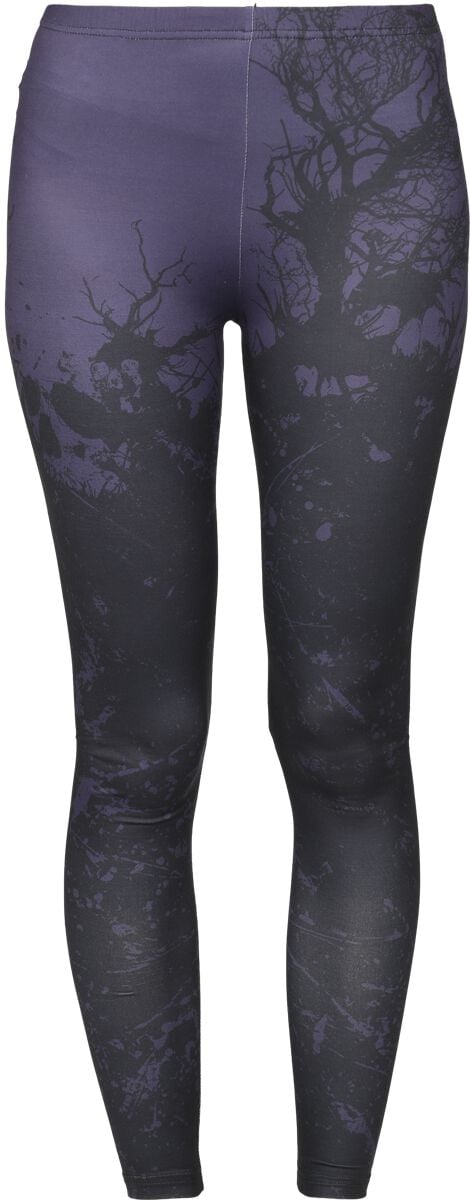 Black Premium by EMP Leggings - Leggings with Alloverprint - S bis XXL - für Damen - Größe L - schwarz/lila von Black Premium by EMP