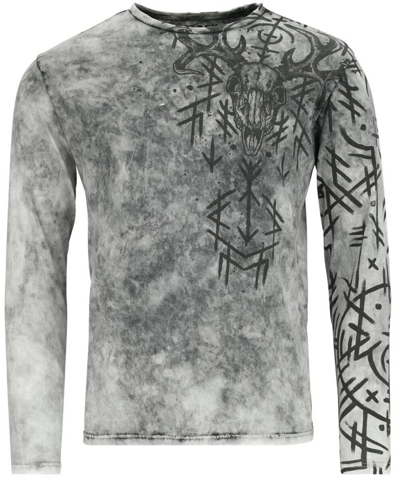 Black Premium by EMP Longsleeve With Runes Print Langarmshirt grau in XL von Black Premium by EMP