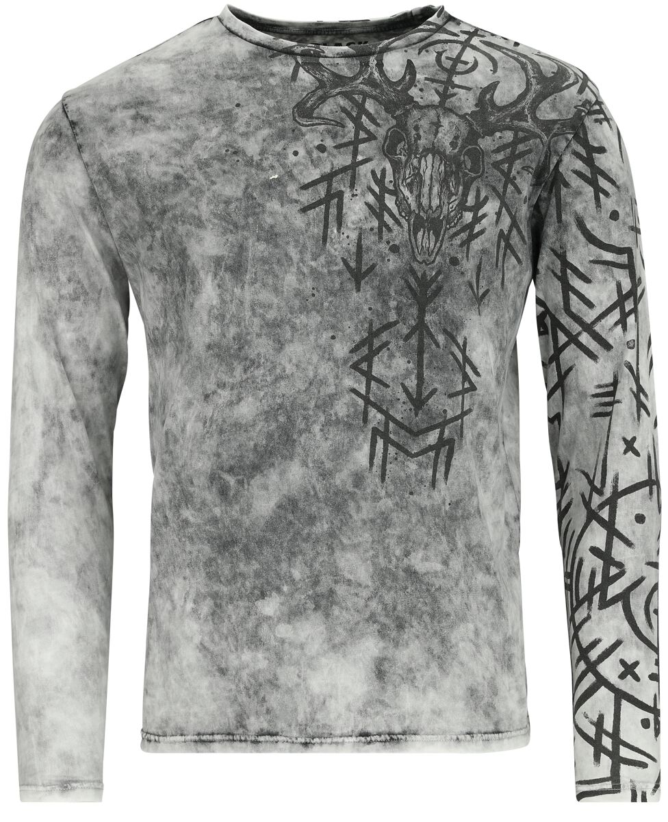 Black Premium by EMP Longsleeve With Runes Print Langarmshirt grau in XXL von Black Premium by EMP