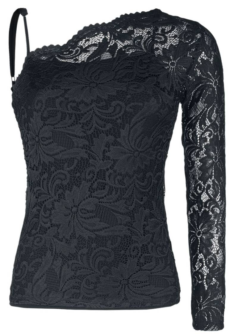 Black Premium by EMP One-Shoulder-Shirt aus Spitze Langarmshirt schwarz in XXL von Black Premium by EMP