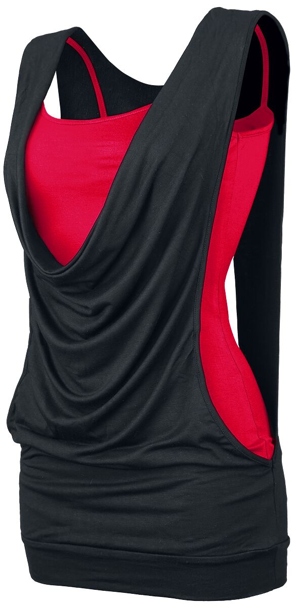 Black Premium by EMP Open Double Layer Top schwarz rot in L von Black Premium by EMP