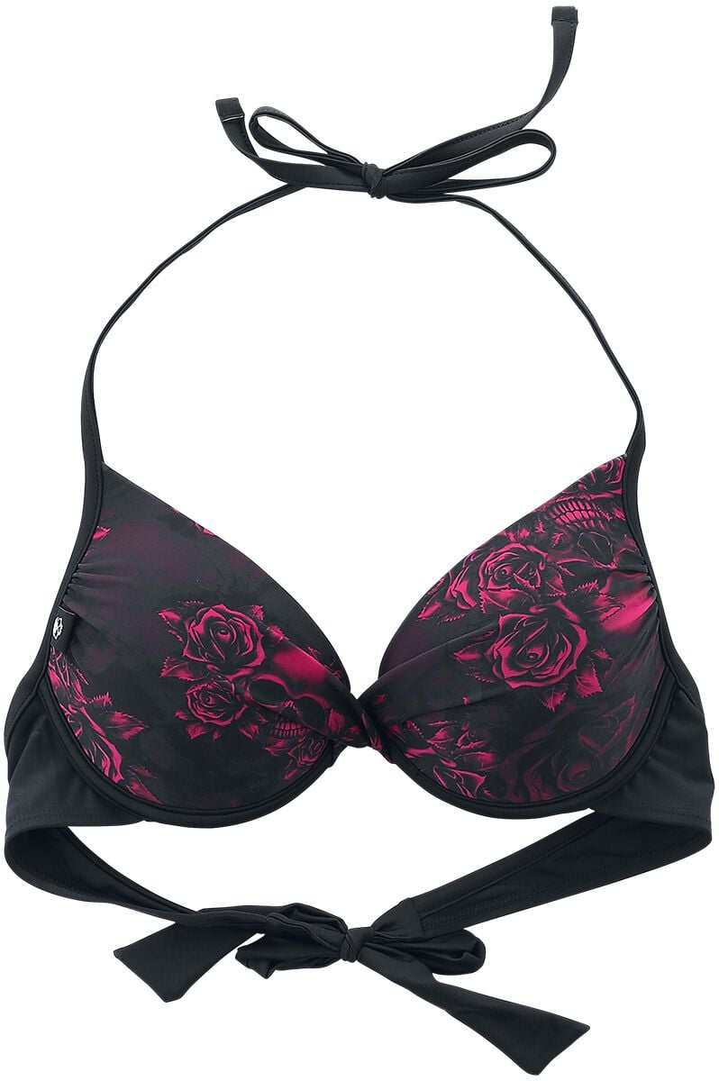 Black Premium by EMP Schwarzes Bikinioberteil mit Skull & Roses Motiv Bikini-Oberteil schwarz in L von Black Premium by EMP