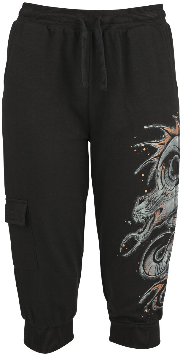 Black Premium by EMP Short - Sweat Shorts With Large Dragon Print - S bis XXL - für Damen - Größe M - schwarz von Black Premium by EMP