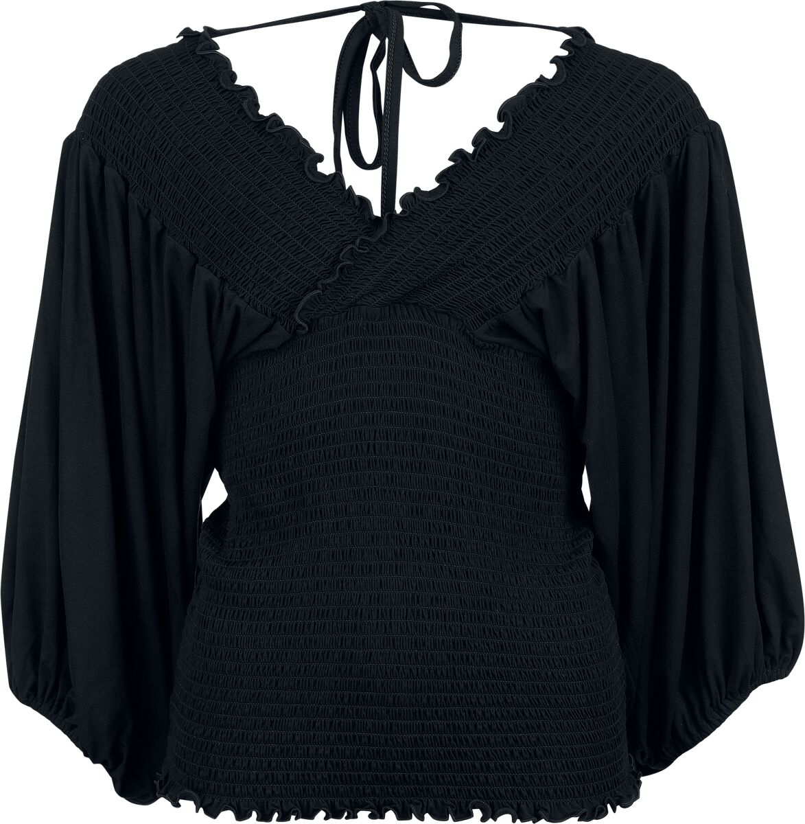 Black Premium by EMP Smocked Top Langarmshirt schwarz in XL von Black Premium by EMP