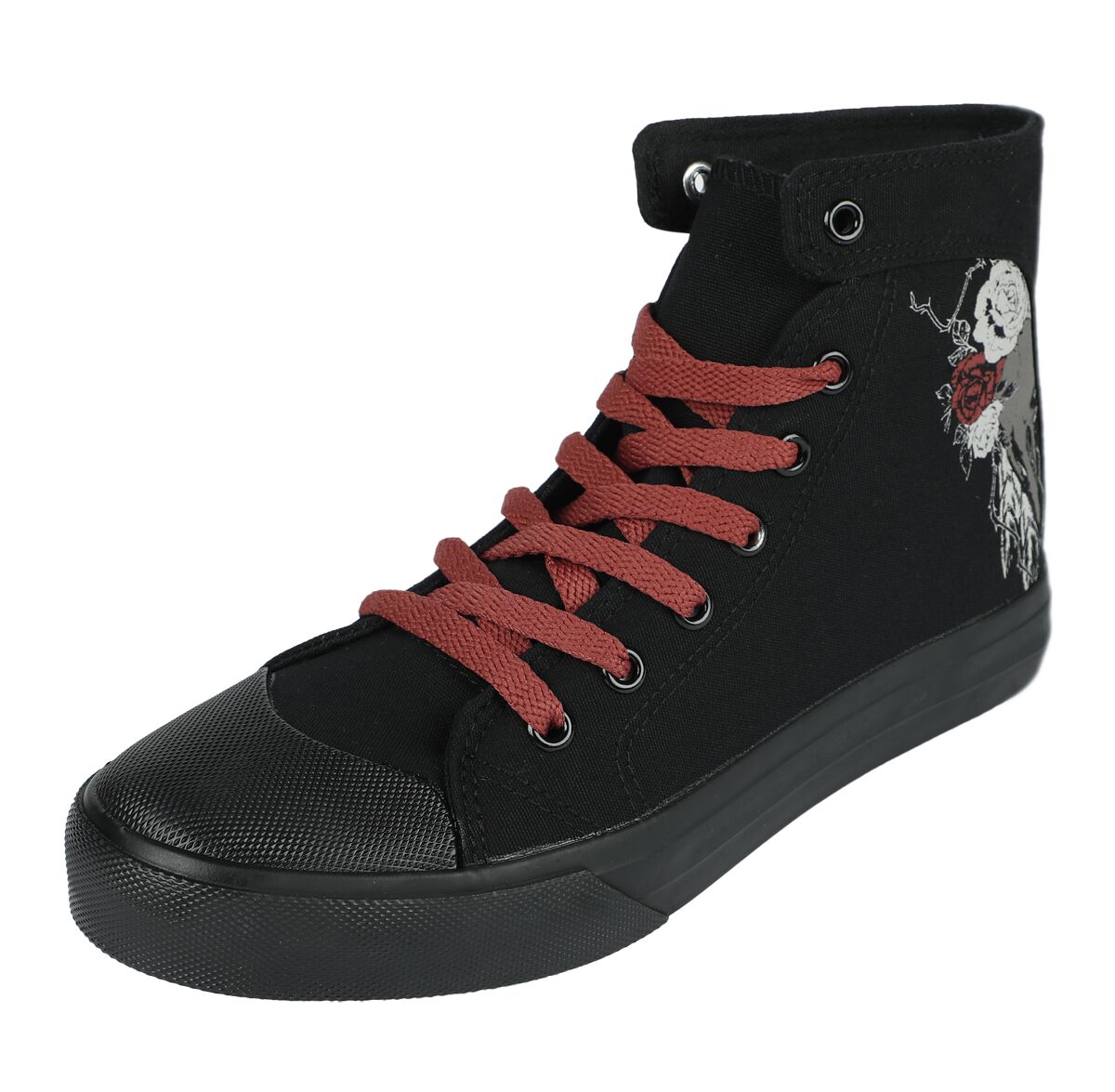 Black Premium by EMP Sneaker high - Sneaker With Rose and Skull Print - EU37 bis EU41 - für Damen - Größe EU37 - schwarz von Black Premium by EMP