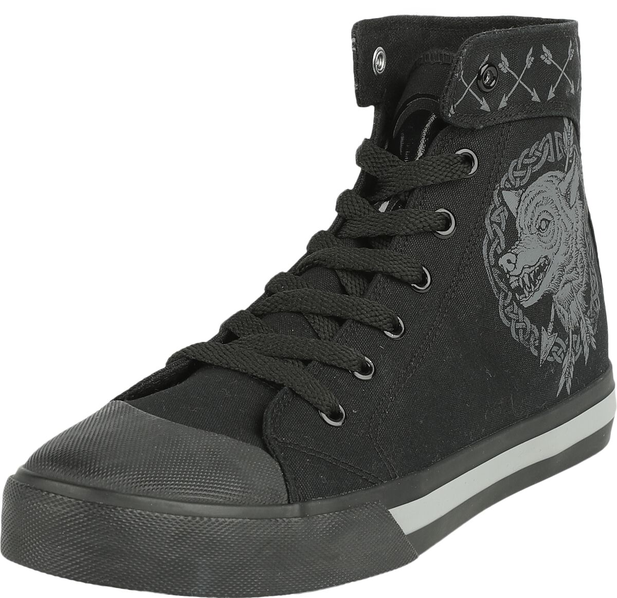 Black Premium by EMP Sneaker high - Sneaker with Wolf an Arrow Print - EU37 bis EU46 - Größe EU39 - schwarz von Black Premium by EMP