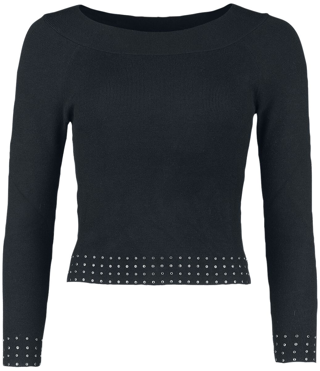 Black Premium by EMP Strickpullover - Pullover mit flachen Nieten - S bis XXL - für Damen - Größe L - schwarz von Black Premium by EMP