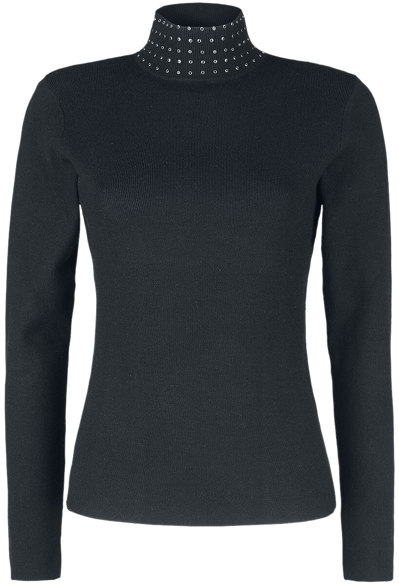 Black Premium by EMP Strickpullover - Strickrolli mit flachen Nieten - S bis XXL - für Damen - Größe M - schwarz von Black Premium by EMP