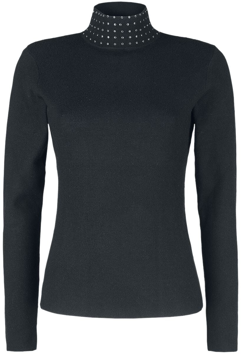 Black Premium by EMP Strickpullover - Strickrolli mit flachen Nieten - S bis XXL - für Damen - Größe XL - schwarz von Black Premium by EMP