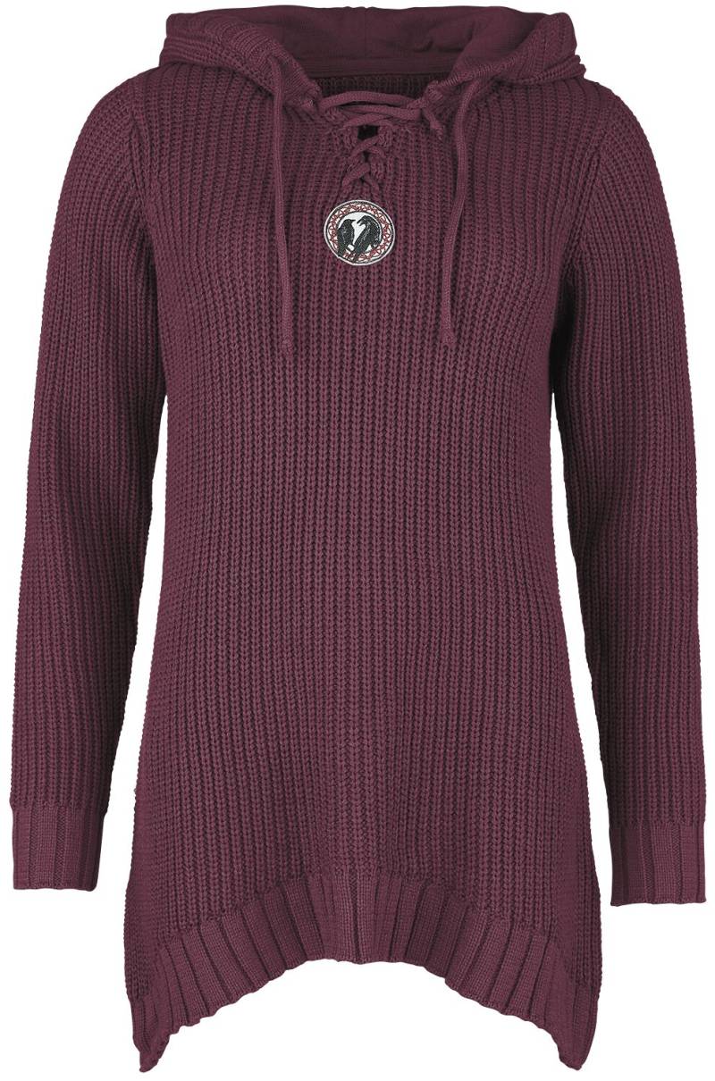 Black Premium by EMP Strickpullover mit Kapuze und Schnürung Strickpullover bordeaux in L von Black Premium by EMP