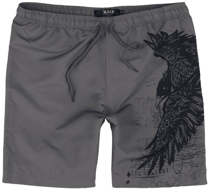 Black Premium by EMP Swim Shorts with Raven Print Badeshort grau in S von Black Premium by EMP