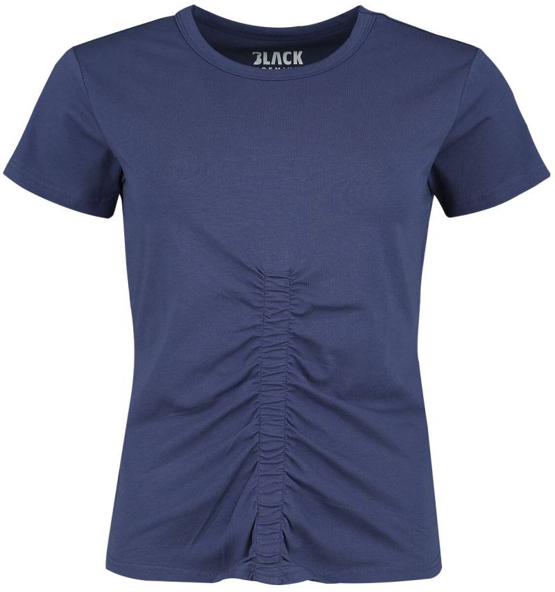 Black Premium by EMP T-Shirt - Blaues T-Shirt mit Raffung auf der Front - XS bis XL - für Damen - Größe L - blau von Black Premium by EMP