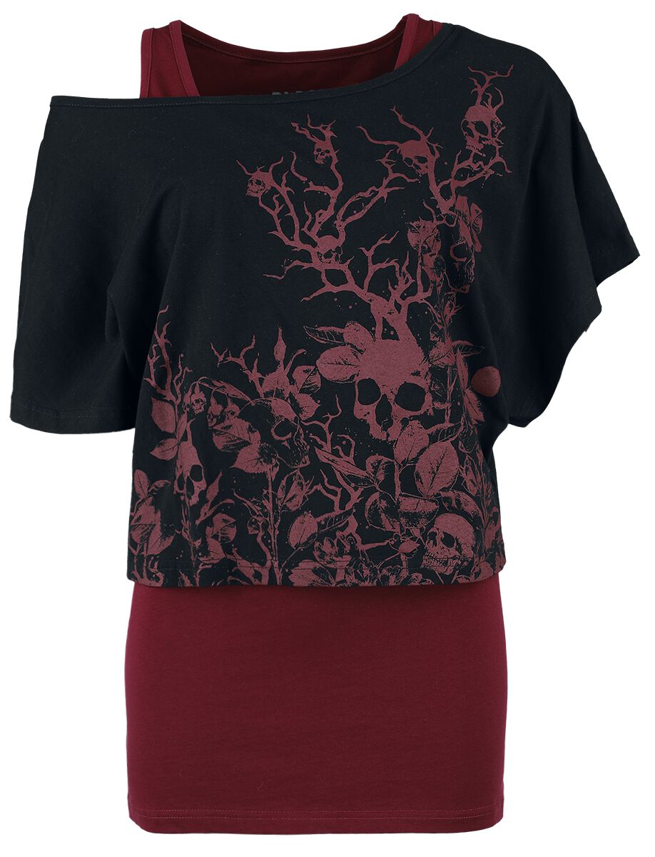 Black Premium by EMP T-Shirt - Double Pack T-Shirt and Top - S bis XL - für Damen - Größe S - schwarz/bordeaux von Black Premium by EMP