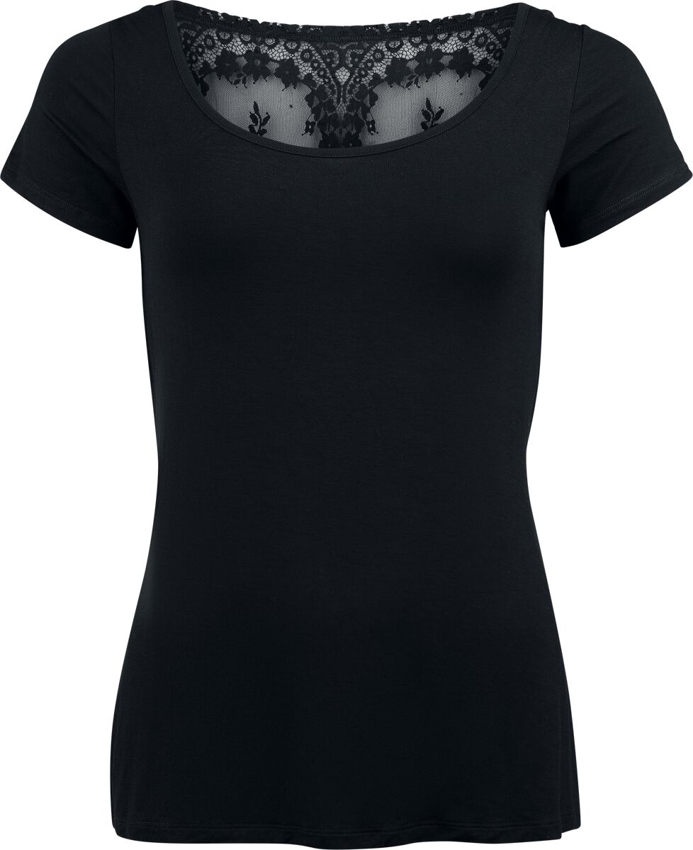 Black Premium by EMP T-Shirt - Essential T-Shirt mit Spitze - S bis XXL - für Damen - Größe XXL - schwarz von Black Premium by EMP