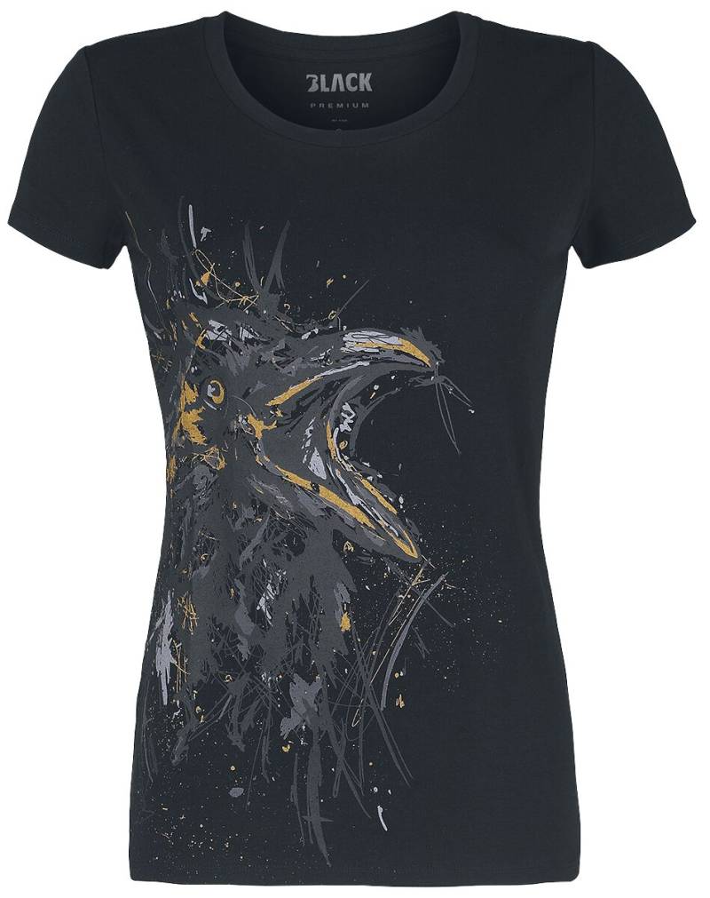 Black Premium by EMP T-Shirt - Girl-Shirt mit Sketch Art Raben - S bis 5XL - für Damen - Größe 4XL - schwarz von Black Premium by EMP