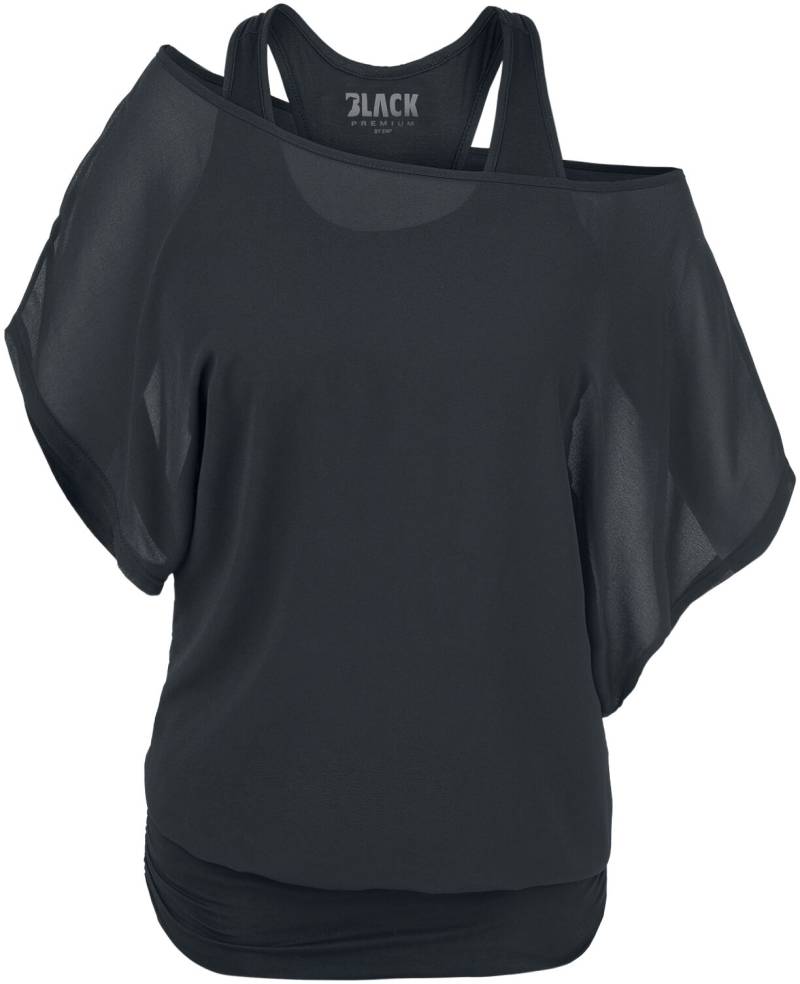 Black Premium by EMP T-Shirt - Schwarzes T-Shirt mit Fledermausärmeln - S bis 5XL - für Damen - Größe 5XL - schwarz von Black Premium by EMP