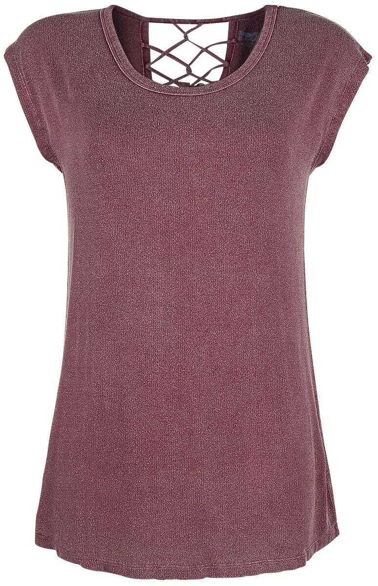 Black Premium by EMP T-Shirt - T-Shirt mit Zierbändern am Rücken - S bis XXL - für Damen - Größe S - bordeaux von Black Premium by EMP