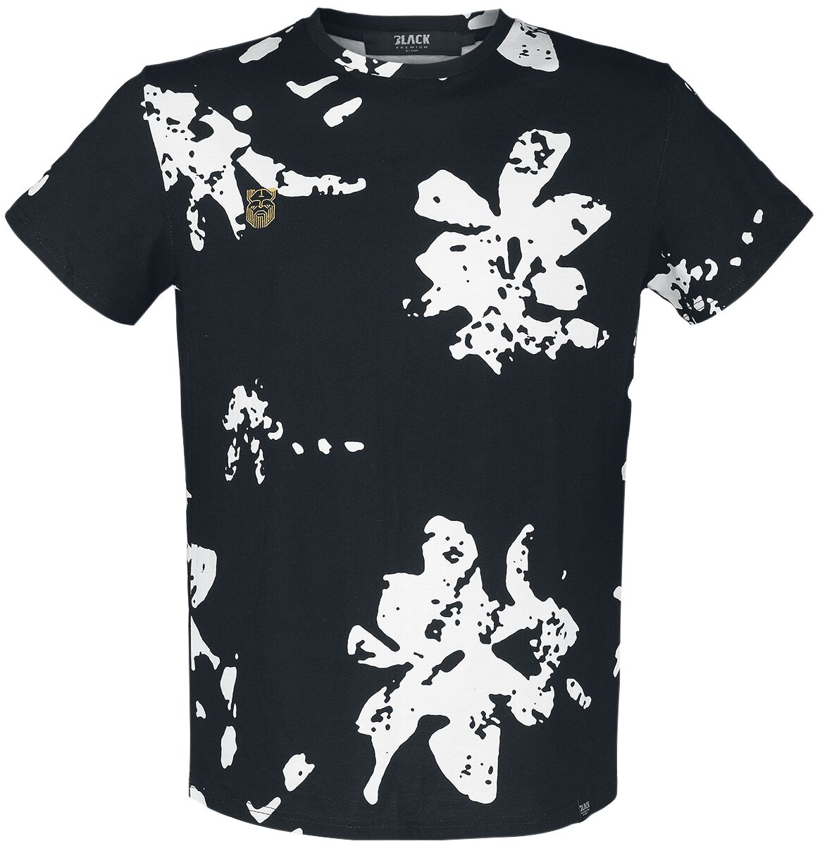 Black Premium by EMP T-Shirt - T-Shirt mit weißen Blumen und kleiner Stickerei - S bis XL - für Männer - Größe M - schwarz von Black Premium by EMP