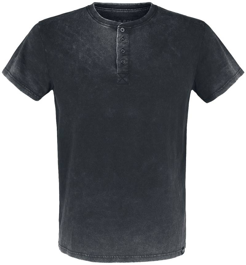 Black Premium by EMP T-Shirt mit Waschung und Knopfleiste T-Shirt oliv in M von Black Premium by EMP