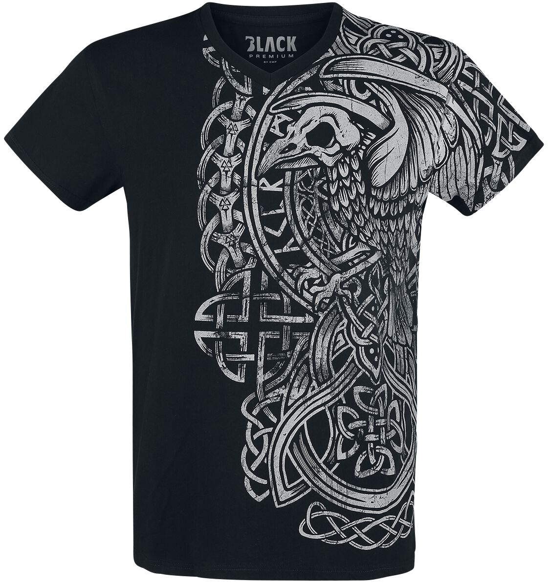 Black Premium by EMP T-Shirt - schwarzes T-Shirt mit Print und V-Ausschnitt - S bis 5XL - für Männer - Größe 3XL - schwarz von Black Premium by EMP