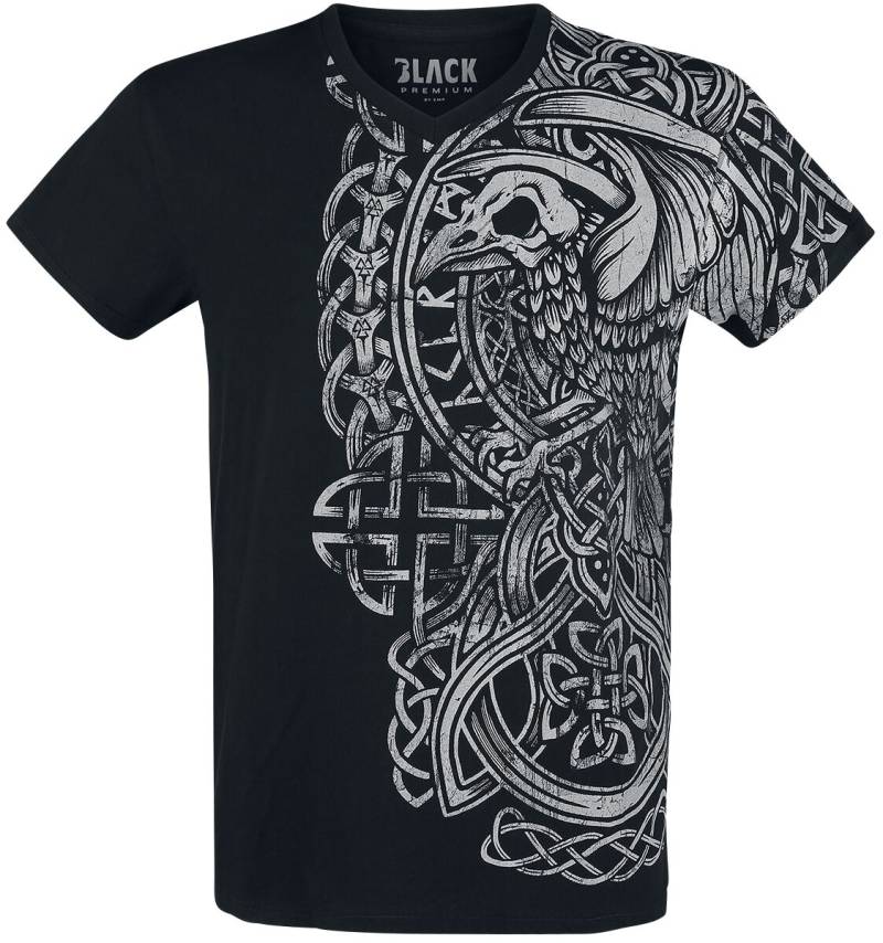 Black Premium by EMP T-Shirt - schwarzes T-Shirt mit Print und V-Ausschnitt - S bis 5XL - für Männer - Größe L - schwarz von Black Premium by EMP
