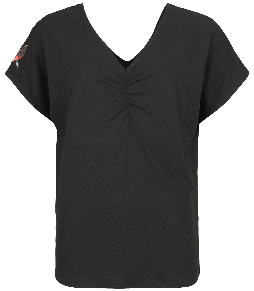Black Premium by EMP T-Shirt with Shirred V-Neck T-Shirt schwarz in M von Black Premium by EMP