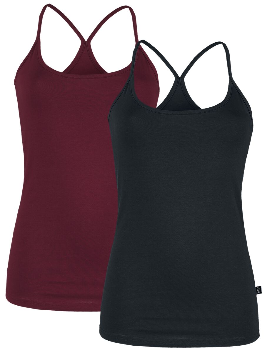 Black Premium by EMP Top - Doppelpack Tops - S bis 5XL - für Damen - Größe 3XL - schwarz/bordeaux von Black Premium by EMP