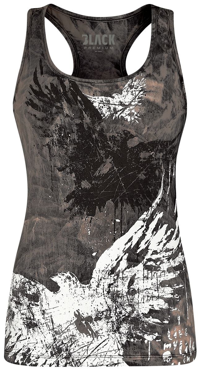 Black Premium by EMP Top mit Waschung und Print Top grau in M von Black Premium by EMP