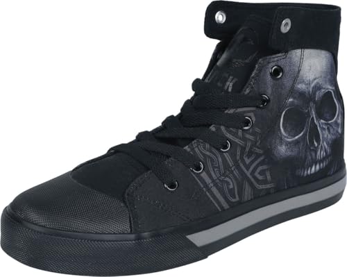 Black Premium by EMP Unisex Schwarze High-Sneaker mit seitlichen Skull-Print EU39 von Black Premium by EMP