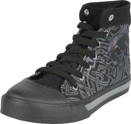 Black Premium by EMP Unisex Schwarze high Sneaker mit Totenkopf und keltischen Knoten EU40 von Black Premium by EMP