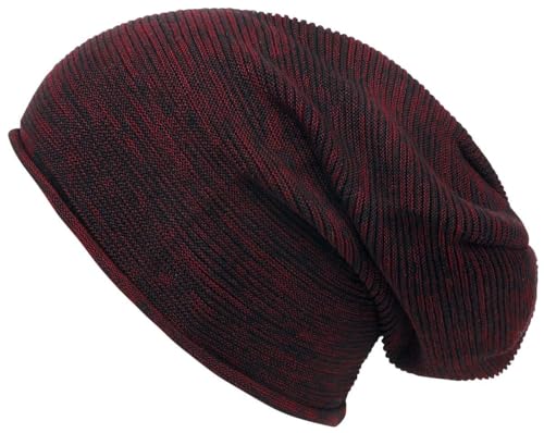 Black Premium by EMP Unisex schwarz-rot melierte Beanie im leichten Strickmaterial Standard von Black Premium by EMP